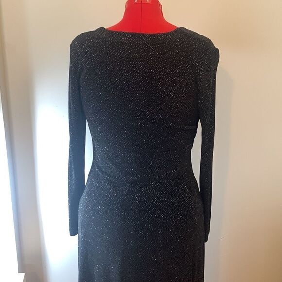 Rabbit Rabbit Designs Black Slinky Sparkly Maxi Dress Size 6 Prom Metallic - Picture 5 of 12